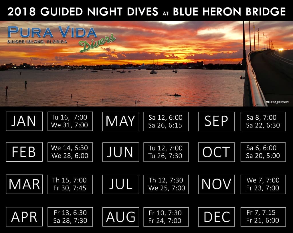 2018 Night Dive Schedule